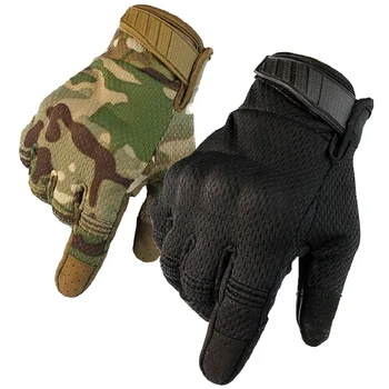 Мужские перчатки для верховой езды, велосипедные перчатки на полный палец, перчатки для мотогонок, Противоскользящие тактические перчатки для спорта на открытом воздухе с сенсорным экраном, защищающие снаряжение