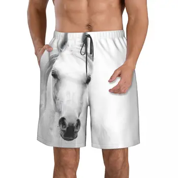 Мужские пляжные шорты White Horse, Быстросохнущий купальник для фитнеса, забавные 3D-шорты Street Fun.