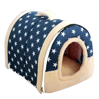 Мягкий Теплый звездный узор 2 В 1 Гнездо для домашних животных, нескользящая кровать для собак и кошек, Складной зимний Мягкий уютный спальный мешок, коврик, подушки