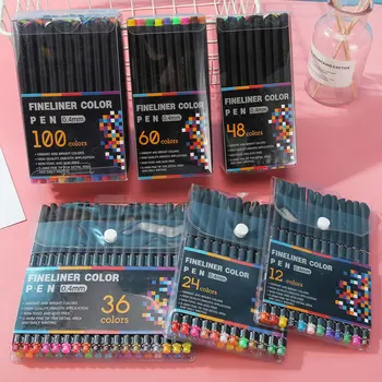 Набор цветных ручек 0,4 мм для рисования тонкой точкой, эскиз для рисования тонкой линией, художественный маркер, Офисные школьные канцелярские принадлежности