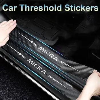Наклейки из углеродного волокна для интерьера Nissan Micra с логотипом, наклейки на порог двери автомобиля, защита порога, Защита багажника, Автоаксессуары
