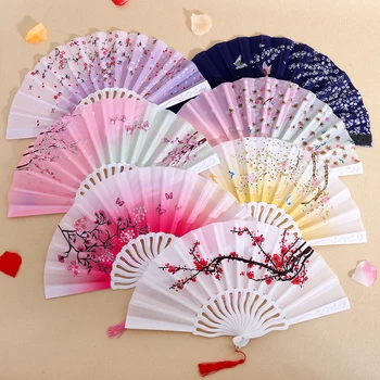 Новые модные Летние Пластиковые веера из цветов сливы, карманные подарки для китайской танцевальной вечеринки, Свадебные Красочные веера