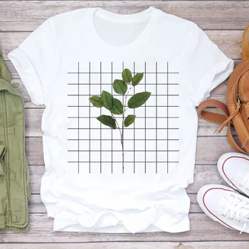 Новый женский футболка мода футболка повседневная топы геометрический цветок растение футболка с принтом простой дизайн Женское с коротким рукавом тройник топы