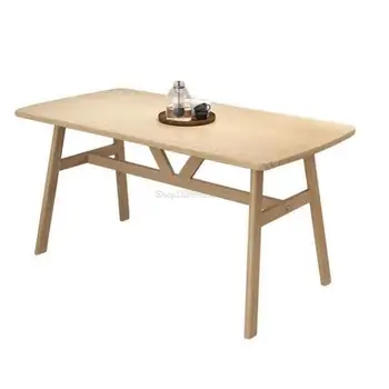 Обеденный стол в маленькой квартире, имитация дерева, Сочетание железного обеденного стола и стула, Простой ресторан в скандинавском стиле, простой