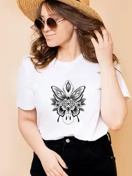 Одежда в стиле Butterfly Sweet 90-х, летняя футболка с коротким рукавом и модным принтом, женские повседневные футболки с графическим рисунком, женская одежда