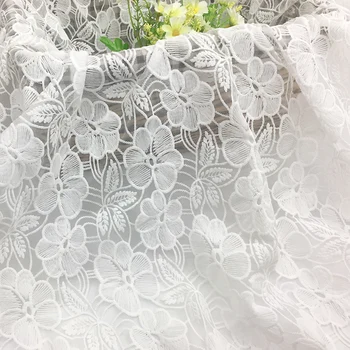 однометровые качественные газовые ткани для шитья, Белая ткань с цветочной вышивкой, высококачественное платье, свадебное платье, ткань своими руками