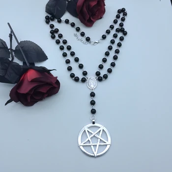 Пентаграмма Козел, колье с перевернутым крестом - Бафомет, Оккультный Готический символ Сатанинских украшений, Ожерелье Дьявола, подарок на Хэллоуин
