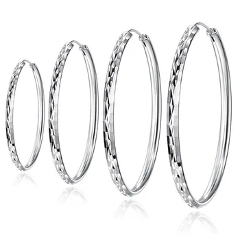 Подлинное серебро 925 пробы, минималистичные геометрические полые круглые серьги-кольца Для женщин, Подарок на свадьбу, DA1189