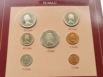Полный набор из 7 монет Тувалу 1985 года королевы Елизаветы Новая упаковка