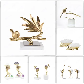 Простые современные металлические птицы животные металлические хрустальные украшения отель клуб офис продаж модельный зал