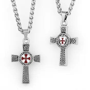 Ретро аксессуары ожерелье с властным крестом из титановой стали для мужчин, модные ювелирные изделия мужская цепочка с красным крестом из нержавеющей стали