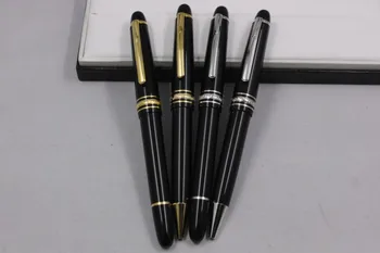 Роскошная ручка, черная смола, золотая и серебряная шариковая Ручка145, шариковая авторучка для подписи, канцелярские принадлежности, подарок