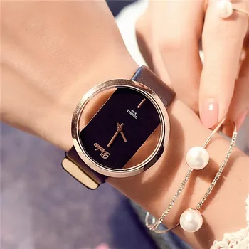 Роскошные часы с кожаным ремешком-скелетом Модные женские часы Женское платье Повседневные кварцевые часы Reloj Mujer Наручные часы для девочек