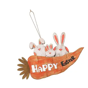 С Пасхой, Подвесной знак, Декоративный Милый Кролик, Морковь для домашнего Пасхального фасада