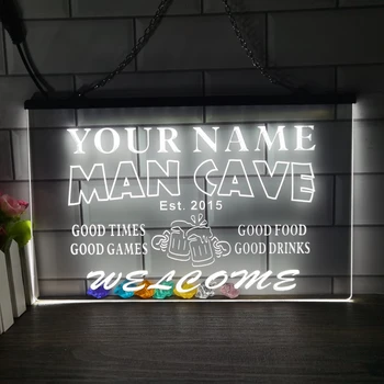 Светодиодная неоновая вывеска Man Cave Bar с индивидуальным названием и установленной датой