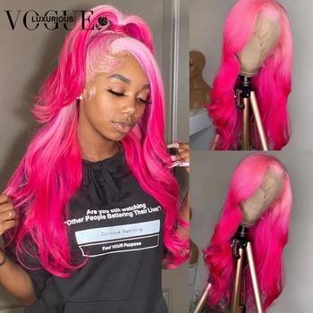 Свободные парики с объемной волной цвета Омбре, предварительно выщипанные Бразильские натуральные человеческие волосы, 13x4 прозрачных кружевных передних парика, светло-розовый для женщин