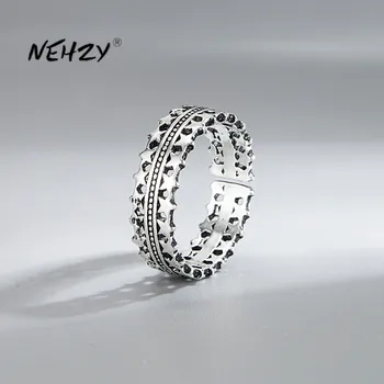 Серебрение NEHZY 2022, новые модные высококачественные ювелирные изделия, кольцо с пятиконечной звездой в стиле панк, кольцо с регулируемым размером отверстия