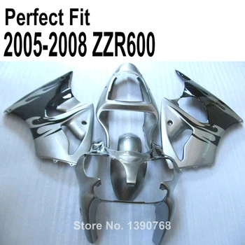 Серебристый комплект обтекателей ABS для Kawasaki ZZR600 2005 2006 2008 05 07 08 пользовательские обтекатели TP29