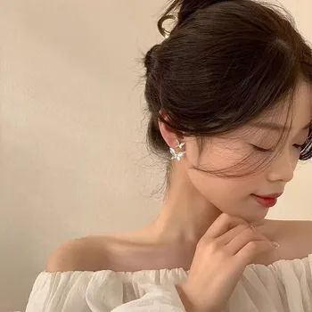 Серьги-гвоздики Drop Oil White Butterfly для женщин, Корейские модные украшения 2023, Подарки для новенькой девушки на свадьбу