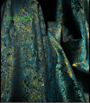 Сине-зеленые ткани с позолотой, жаккардовые ткани, ткани с текстурой масляной живописи в стиле ретро, креативные жакетные ткани, дизайнерские ткани