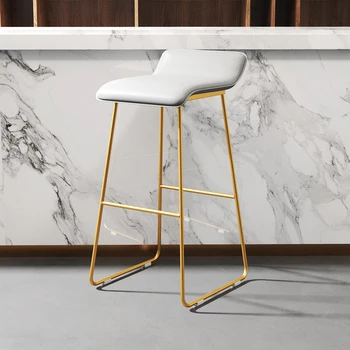 Скандинавский золотой барный стул, барные стулья для кафетерия, современный креативный дизайнерский барный стул из кованого железа с золотой обивкой, Стул для интерьера кафе