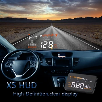 Универсальный автомобильный головной дисплей OBD2 X5 HUD, Авто GPS, Спидометр, Цифровой 3-дюймовый экран, Проектор лобового стекла, Автомобильные Аксессуары
