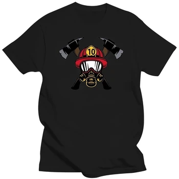 футболка, мужской летний модный шлем пожарного со скрещенными топорами, футболка