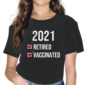 Футболки для пенсионерок и вакцинированных женщин 2021 года, забавные футболки для выживших и вакцинированных, футболка с коротким рукавом и круглым вырезом