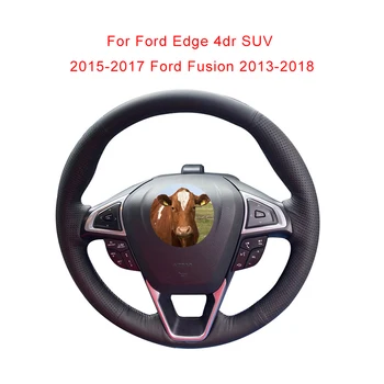 Чехол для рулевого колеса автомобиля из воловьей кожи, изготовленный своими руками по индивидуальному заказу для внедорожника Ford Edge 4dr 2015-2017 Ford Fusion 2013-2018