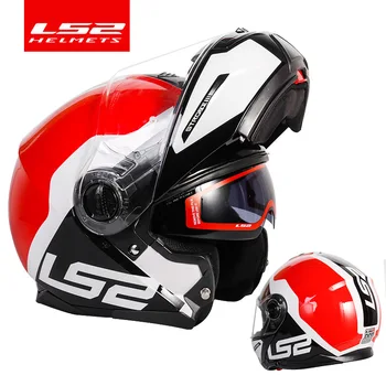 Шлем Ls2 мотоциклетный шлем с двойными линзами, противотуманный шлем с полным покрытием, мотоциклетный откидной шлем LS2 ff325, мотоциклетный шлем