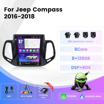 Экран в стиле Tesla для Jeep Compass 2017 - 2019 Автомобильный радиоприемник, мультимедийный видеоплеер, навигация, GPS, Android Без головного устройства 2din
