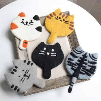Японские и корейские вставки Подставка для котенка из овечьего войлока, милая и умная салфетка, реквизит для домашних фотографий, Креативные Подарки
