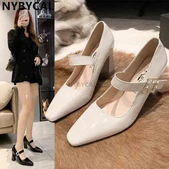 2023 Новое поступление, обувь Мэри Джейнс в стиле ярких цветов, милая пряжка, женская повседневная обувь для белых воротничков на высоком каблуке