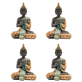 4X Статуя Будды, Таиланд, скульптура из смолы ручной работы, буддизм, индуистский фэн-шуй, статуэтка для медитации, украшение для домашнего декора