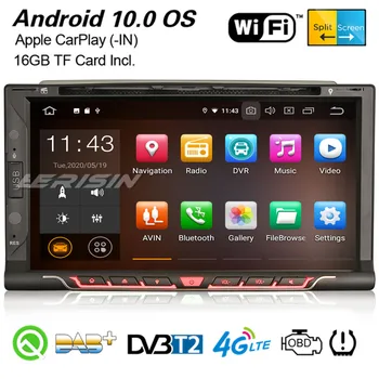 Erisin 5137 Android 10,0 Универсальный Автомобильный Стерео CarPlay GPS WiFi Bluetooth TPMS DVB-T2 DAB + Радио OBD2 DVR USB SD CD DVD 2Din Navi