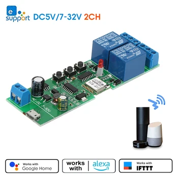 eWeLink Smart Wifi Switch Универсальный Модуль 2CH USB DC5V/7-32 В Беспроводной Переключатель Таймер Приложение Пульт Дистанционного Управления Для Alexa Google Home