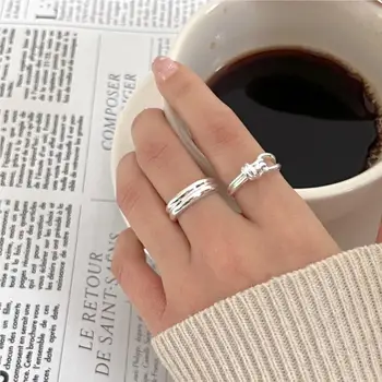 S925 Серебряное кольцо с нерегулярной текстурой, женское простое, уникальное в дизайне, гладкое украшение в стиле хип-хоп, подарок