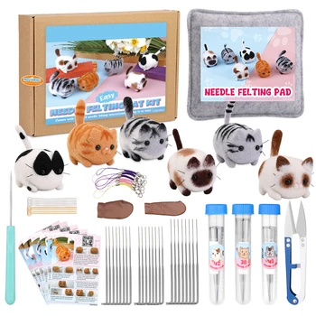 TLKKUE, Неоконченное валяние из шерсти кошки, Милые животные, упаковка для куклы, игрушки ручной работы, поделки для детского подарка