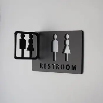 Акриловый полый туалет Номер дома Индивидуальность Подсказка о туалете Креативные знаки туалета для мужчин и женщин