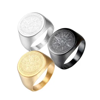 Европейские и американские ювелирные изделия из нержавеющей стали, кольцо с компасом из нержавеющей стали, мужское кольцо