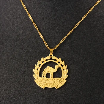 Карта Эритреи, ожерелье с флагом, золотой верблюд, цепочка с оливковой ветвью, Африканское ожерелье для эритрейцев