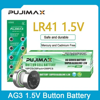 Кнопочные Батарейки PUJIMAX LR41 Оригинальный Кнопочный Аккумулятор AG3/192/L736 1,5 В Для Часов, Калькуляторов MP3-Плееров