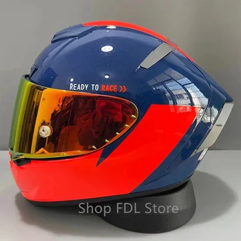 Красно-синий мотоциклетный шлем SHOEI X14, полнолицевой шлем для верховой езды, аварийный шлем
