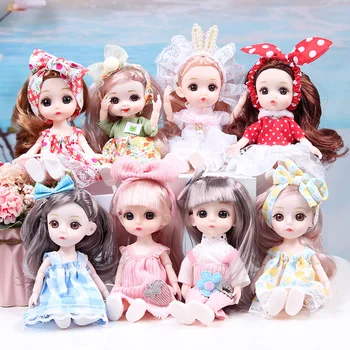 Кукла BJD Mini 16 см, 13 подвижных суставов, 1/12 Разноцветных волос, кукла-принцесса и одежда Могут наряжать девочек, игрушки своими руками, подарки на День рождения