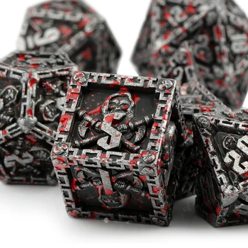 Металлические кубики DND Grim Reaper с пятнами крови, металлические кубики DNDND Spooky Halloween в подарочном футляре Grogeous для D & D Dungeons и Drago