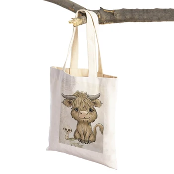 Милые сумки для женщин-жирафов, львов, коров, зебр, хорьков, холщовая сумка для покупок с мультяшными животными, двусторонняя сумка-тоут для ребенка