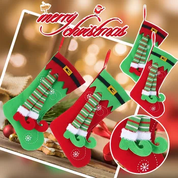 Милый Рождественский чулок, декор для Рождественской елки, Подарочный пакет с конфетами, Принт Санта-Клауса, Лося, Медведя, Домашние носки Navidad, Рождественский подарок #t2p