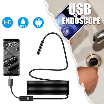 Мини-эндоскопическая камера Водонепроницаемый IP67 Регулируемый мягкий провод 6 светодиодов 5 мм Эндоскопическая камера для Android USB Инспекционная камера для автомобиля