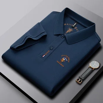 Мужская рубашка поло с вышитым логотипом элитного бренда, футболка с лацканами и короткими рукавами, летняя модная рубашка Paul 2023, повседневная мужская одежда