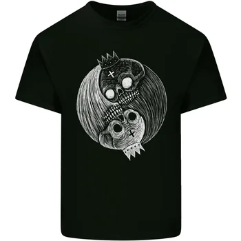 Мужская хлопковая футболка Yin Yang Skull Kings с готической татуировкой байкера, футболка-топ